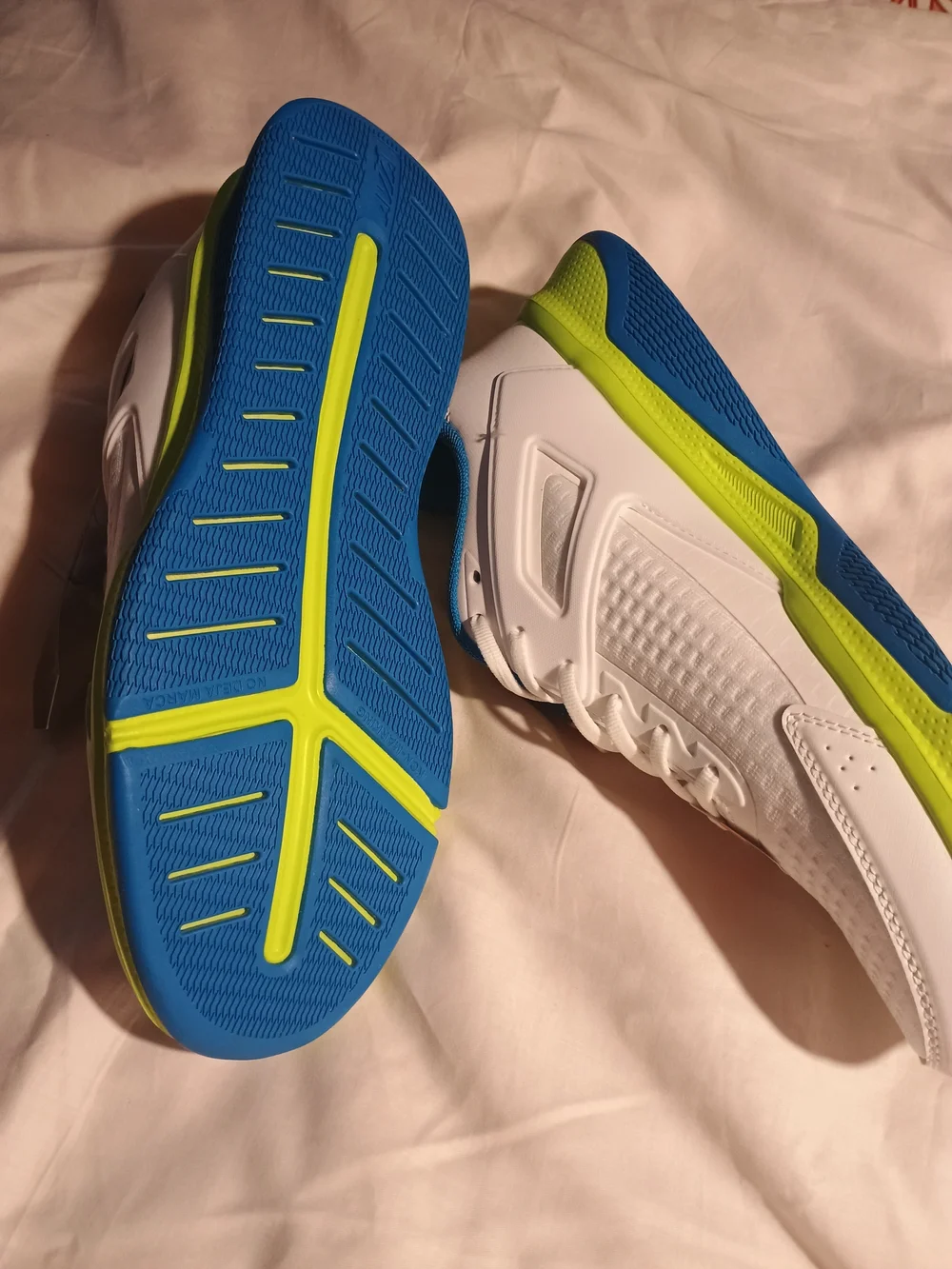 Avia White Athletic Shoes with Blue & Neon Green Accents